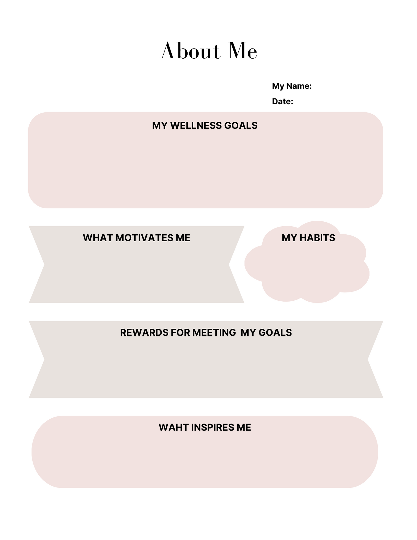 Customizable Self Care & Wellness Planner (64 pages)